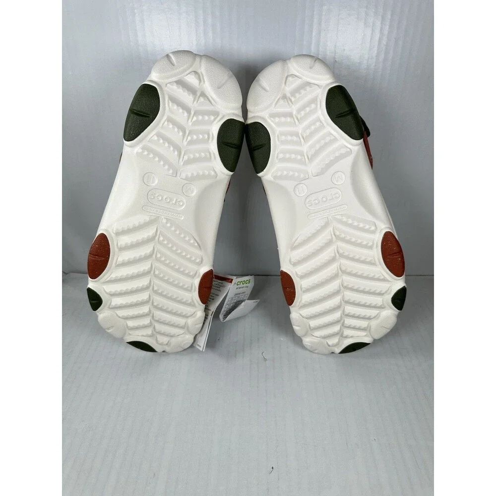 Size 11 Crocs All Terrain Adjustable Clogs White Green Chalk 206340-0WV Mens NEW